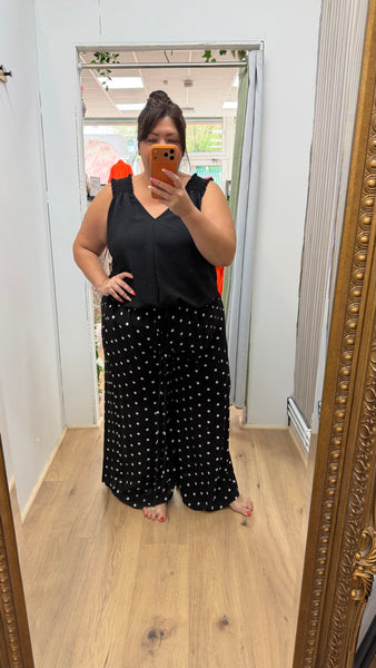 Wide leg spot trousers £21.99
