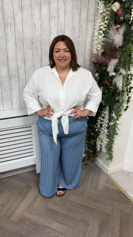 Pinstripe Wide-leg-trousers blue Onesize 16-24 £21.99