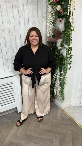 Pinstripe Wide-leg-trousers Cream onesize 16-24 £21.99