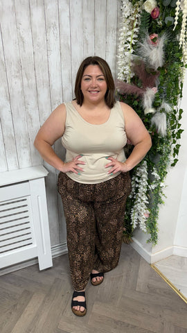 Leopard brown Wide leg trousers Onesize 16-24 £21.99