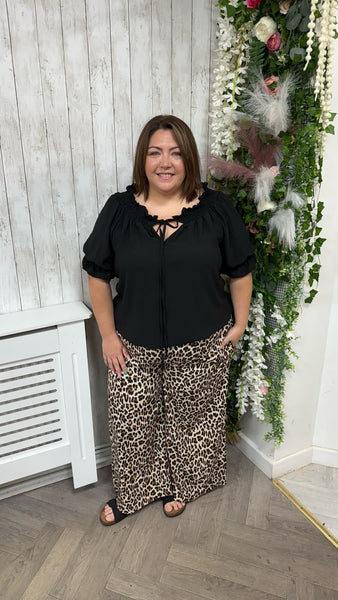 Leopard beige Wide leg trousers Onesize 16-24 £21.99