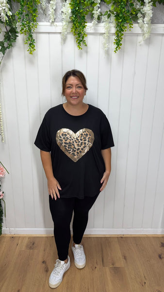 Leopard Heart T-shirt onesize 16-24 £17.99