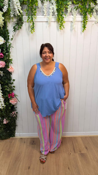 Rachel blue cheesecloth trousers Onesize 18-26 £21.99