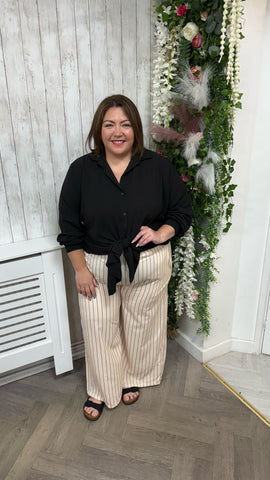 Pinstripe Wide-leg-trousers Cream onesize 16-24 £21.99