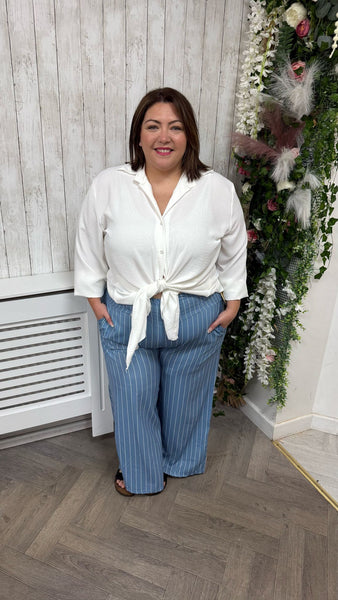 Pinstripe Wide-leg-trousers blue Onesize 16-24 £21.99
