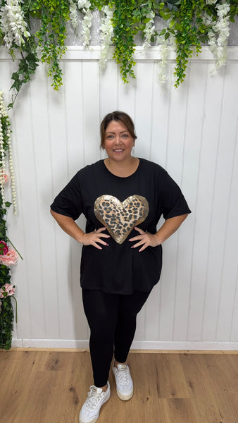 Leopard Heart T-shirt onesize 16-24 £17.99