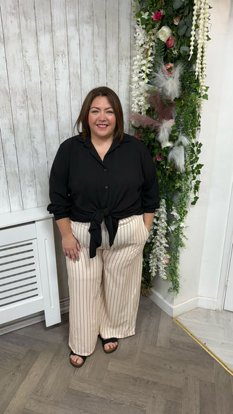 Pinstripe Wide-leg-trousers Cream onesize 16-24 £21.99