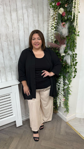 Pinstripe Wide-leg-trousers Cream onesize 16-24 £21.99