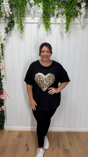 Leopard Heart T-shirt onesize 16-24 £17.99