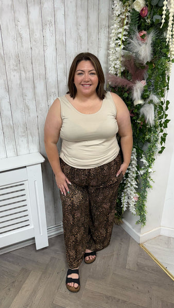 Leopard brown Wide leg trousers Onesize 16-24 £21.99